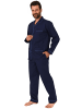 NORMANN Pyjama gewebt durchknöpfbarem Oberteil - 54908 in marine