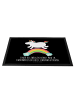 Mr. & Mrs. Panda Fußabtreter Einhorn Regenbogen mit Spruch in Schwarz