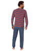 NORMANN Frottee Pyjama Schlafanzug Bündchen Streifen - 51517 in Dunkelblau