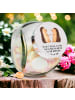 Mr. & Mrs. Panda Bonbonglas Igel Liebe mit Spruch in Grau Pastell