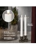 STAR Trading LED Stabkerze Flamme Stripe 2er-Set aus Wachs, weiß in Weiß