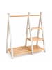 relaxdays Kinderkleiderständer "mit Regal" in Natur/ Weiß - (B)112 x (H)111,5 x (T)48 cm