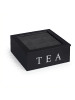 relaxdays Teebox in Schwarz/ Weiß - (B)23,5 x (H)9 x (T)23,5 cm