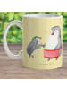 Mr. & Mrs. Panda Kaffeetasse Pinguin mit Kind ohne Spruch in Gelb Pastell