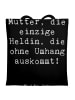 Mr. & Mrs. Panda Jutebeutel Spruch Heldin Mutter mit Spruch in Schwarz