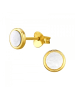 Alexander York Ohrstecker MUSCHELPERLMUTT weiß in Gold aus 925 Sterling Silber, 2-tlg.