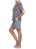 NORMANN kurzarm Shorty Schlafanzug Hose PepitaLook - 78955 in grau