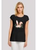 F4NT4STIC T-Shirt Blumen Osterhasen Ohren Dekor in schwarz