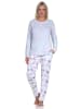 NORMANN Schlafanzug langarm Pyjama Pyjamahose floralem Alloverprint in hellblau