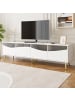 ABRIHOME TV-Schrank mit LED, Glasfront und Stauraum in Weiß, 180 x 40 x 50 cm
