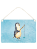 Mr. & Mrs. Panda Wandschild Pinguin Angler ohne Spruch in Eisblau