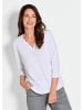GOLDNER Kurzgröße:  Shirt Modisches 3/4-Arm-Oberteil in weiß