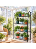 relaxdays Blumenregal "4 Ablagen" in Schwarz - (B)71 x (H)114 x (T)24,5 cm