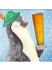 Mr. & Mrs. Panda Weißbierglas Pinguin umarmen mit Spruch in Transparent