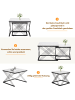 ABRIHOME Couchtisch Set in Weiß 2-tlg Marmoroptik 60x45 cm 45x40 cm höhenverstellbar