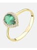 Vanlere Cluster-Ring aus 375 Gelbgold mit Zirkonia mit Smaragd