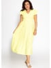 SASSYCLASSY Maxi Musselin Kleid mit Volants und Flügelärmel in Gelb