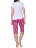 NORMANN Kurzarm Capri Schlafanzug Shorty Übergröße Kaffeemotiv in beere