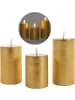 Novaliv 3er Set Led Kerzen 7,5cm ø Kerze flackernde Flamme mit Fernbedingung G in Gold