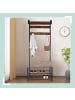 relaxdays Garderobe in Schwarz/Dunkelbraun - (B)69 x (H)182 x (T)30 cm