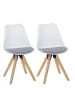 KADIMA DESIGN 2er Set Retro Esszimmerstuhl LIMA weiß/grau in Weiß-Grau