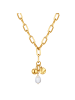 Lulu & Jane Perlen-Kette aus Metall-Legierung mit Muschelkernperle in gelbgold