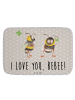 Mr. & Mrs. Panda Badematte Bienen Paar mit Spruch in Grau Pastell