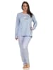 NORMANN Schlafanzug Pyjama langarm Blümchen Design - 62792 in blau