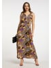 faina Damen Maxikleid Mit Allover-Print in Orange Mehrfarbig