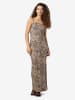 Noisy may Midi-Kleid mit Leopardenmuster und Spaghettiträgern in Braun