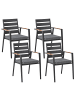 Beliani 5-tlg Gartentisch Set MALETTO/TAVIANO in Schwarz/Heller Holzfarbton
