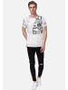 Rusty Neal Herren Vintage Oil Wash T-Shirt mit Skull Print & Raw Edge Rundhals in Grau