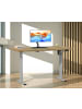 VCM  Schreibtisch Bürotisch höhenverstellbar Lona 140x80 in Silber / Honig-Eiche