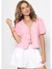 SASSYCLASSY Musselin Bluse zum Binden mit Lochstickerei in Babyrosa