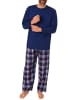 NORMANN Schlafanzug lang Pyjama FlanellHose Karo - 88231 in navy1