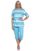 NORMANN Capri Schlafanzug kurzarm Pyjama in blau