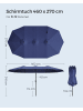 SONGMICS Sonnenschirm Sheld in Blau - (B)270 x (H)245 x (T)460 cm