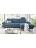 Furn.Design Ecksofa blau Struktur-Stoff, Sofa mit Bettfunktion und Stauraum 284 cm