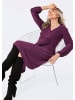 GOLDNER Kurzgröße:  Elegantes Jerseykleid mit V-Ausschnitt in aubergine