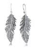 Elli Ohrringe 925 Sterling Silber Boho, Feder in Grau