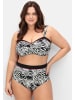 sheego Highwaist-Bikini-Hose in schwarz bedruckt