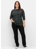 sheego 3/4-Arm-Shirt in schwarz-gemustert