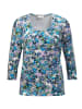 GOLDNER Florales Halbarmshirt mit Rundhals in marine / flieder / gemustert