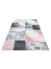 KADIMA DESIGN Teppich Kurzflor Waschbar Karo MONZA Strapazierfähig OEKO-TEX in Pink
