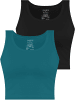 Janice 2 x Damen crop Top Namlea in Petrol/Schwarz