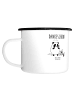 Mr. & Mrs. Panda XL Emaille Tasse Panda Dankeschön mit Spruch in Weiß