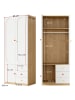ABRIHOME Kleiderschrank in Weiß mit 2 Türen Schubladen Stange 80x45x200 cm