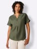 creation L Leinenbluse in khaki-meliert