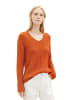 Tom Tailor Strickpullover Ripp Knit V-Neck Pullover in Orange