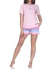 NORMANN Kurzarm Shorty Schlafanzug Pyjama Übergröße Zick Zack Muster in rosa